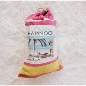 Blue Star Clothing Tree Anchored Lounge Hammock Striped Pink Yellow 78x31 NEW